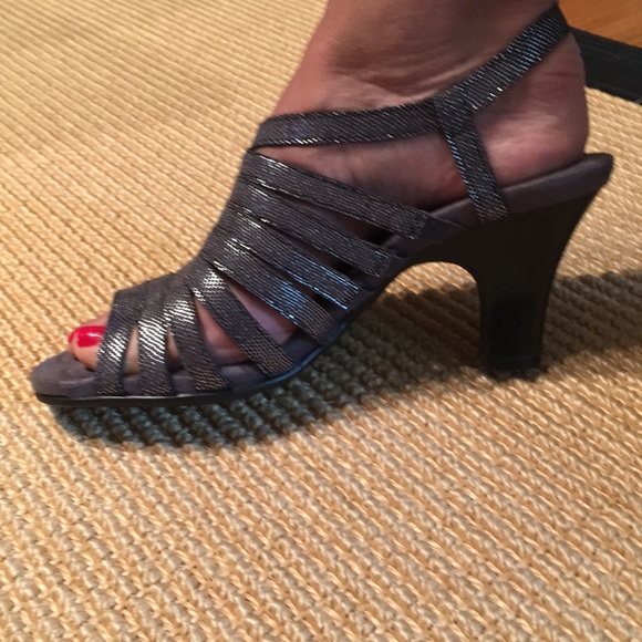 Silver glitter sandal with 2inch heel - Picture 2 of 2